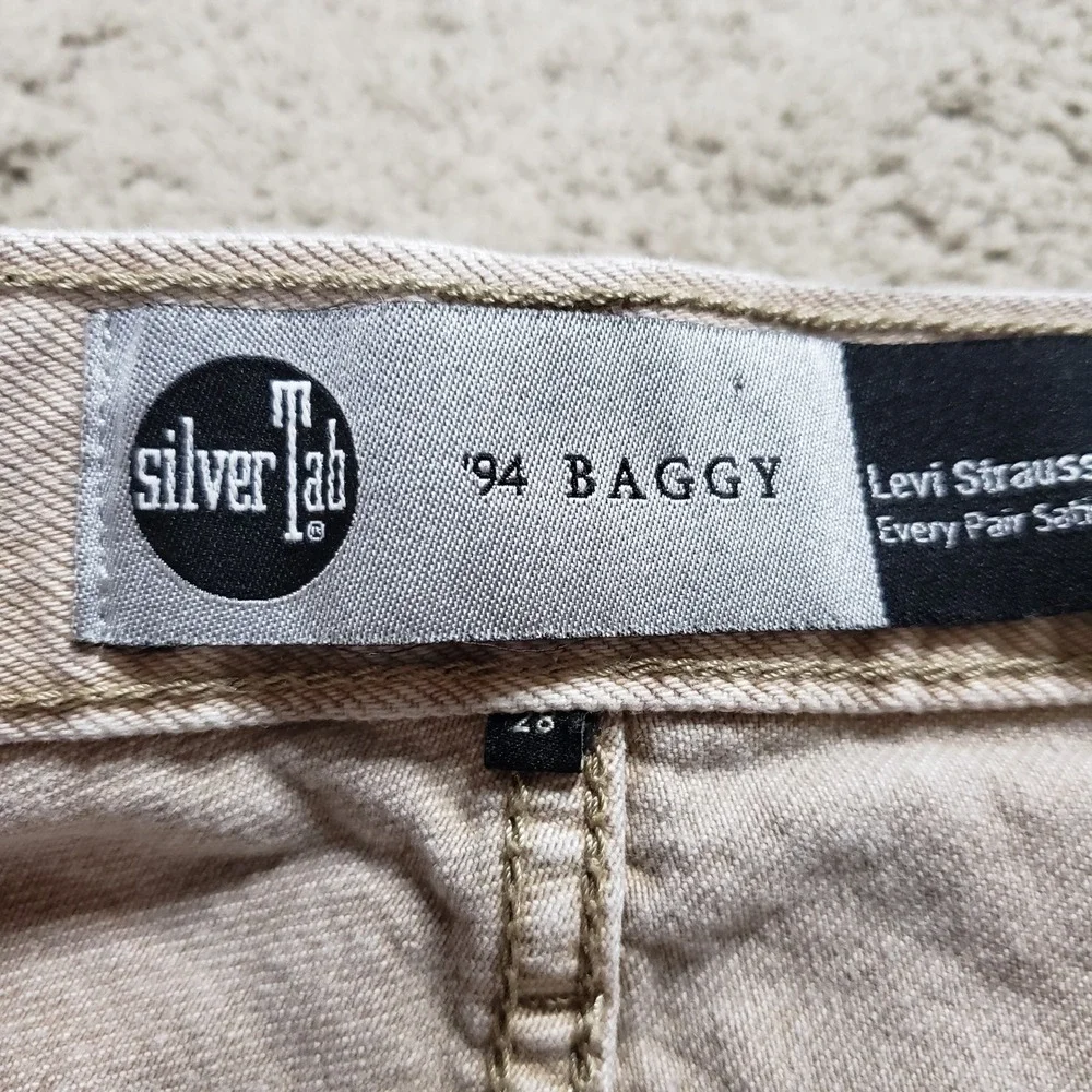 Levis SilverTab 94 Baggy Jeans Men 28x31 (FITS 29x30) Tan Khaki Skater Retro Y2K